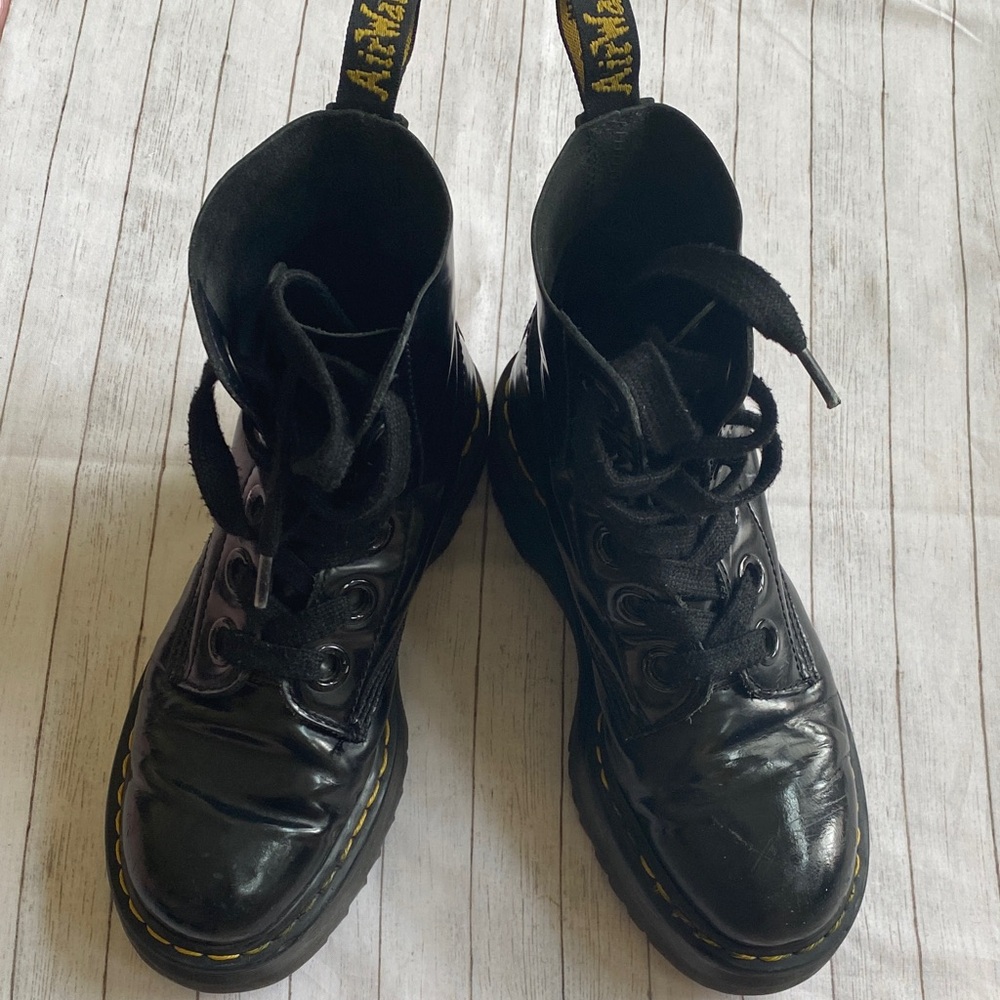 Dr. Martens Black Platform Leather Ankle Boots